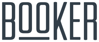 the logo for booker, a company that sells books at The  Booker