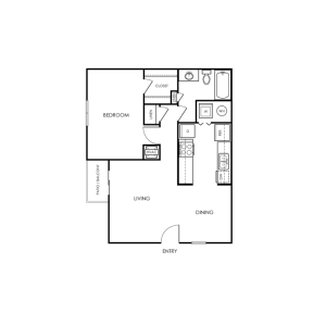 The Booker Floor Plan 1 Bed 1 Bth 1 Bed 1 Bath 689 sqft